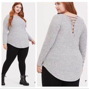 Torrid Gray Lace-Up Back Tunic